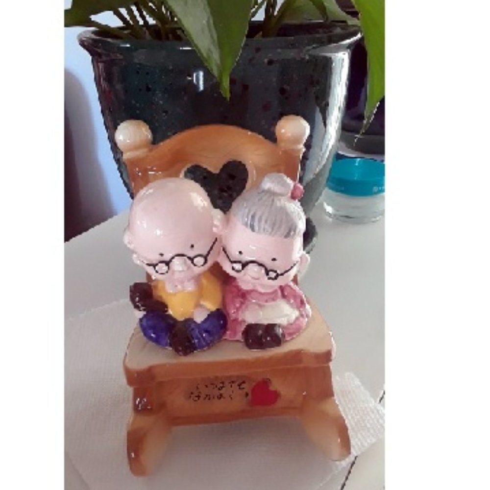 Love Old Couple on Rocking Chair Piggy Bank